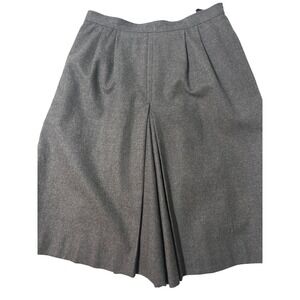 Vintage TJ Scott Wool Culotte Skirt Gray Pleated High Waist Poland Size 14